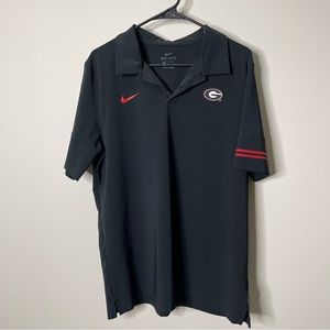 Men’s Nike Dri Fit Short Sleeve On Field Polo Shirt UGA Georgia Bulldog Black L